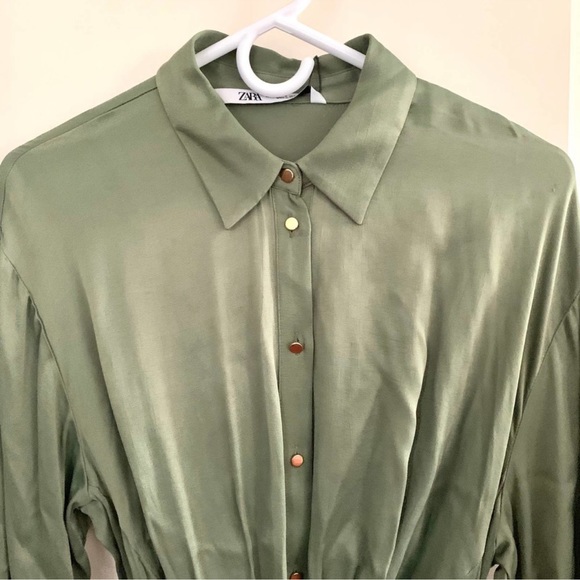 Zara belted satin effect mini dress - Picture 8 of 9